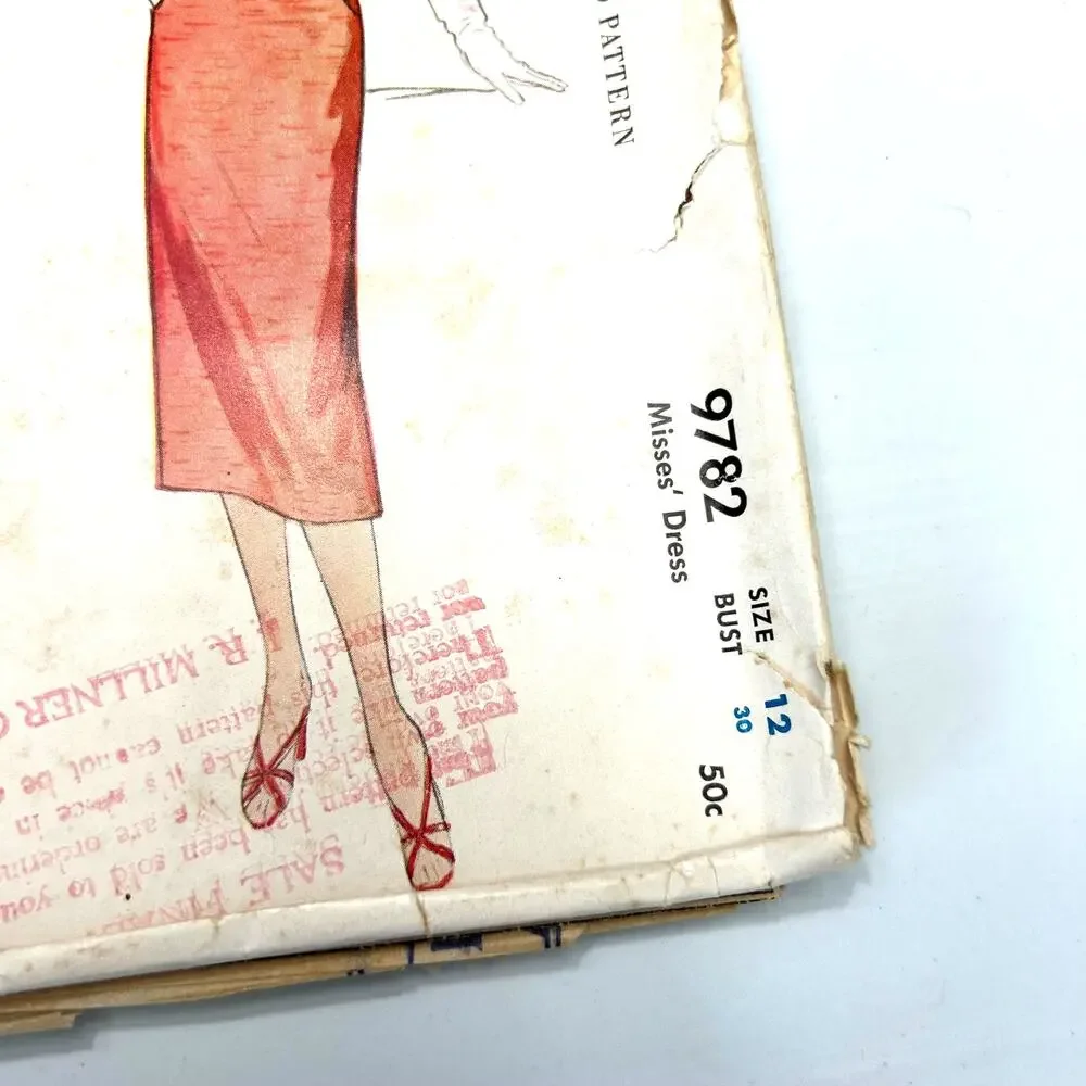 McCalls Vintage 1950's Pattern‎ #9782 Women's Dress Size 12